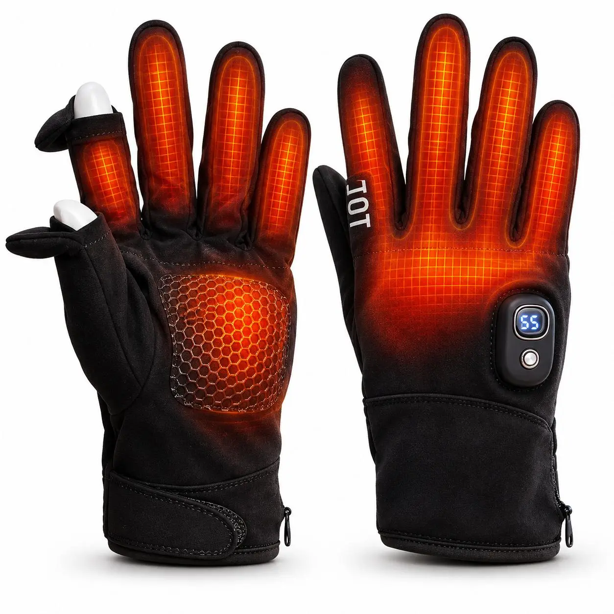 Rechargeable Electric Heated Gloves for Men & Women, 3000mAh Battery, 5 Heat Levels Up to 131°F, Back of Hand / Finger Heating, Touchscreen Gloves for Cycling / Cold Weather Outdoor Activities