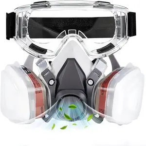 Upgrade Professional Respirator Mask for Paint Dust &Chemicals Half Face Gas Mask with Activated Carbon Filter &Protect your lungs from dust & fumes & Comfortable Silicone Seal for Wood working & Spray Painting -Wide View Protective Work Mask