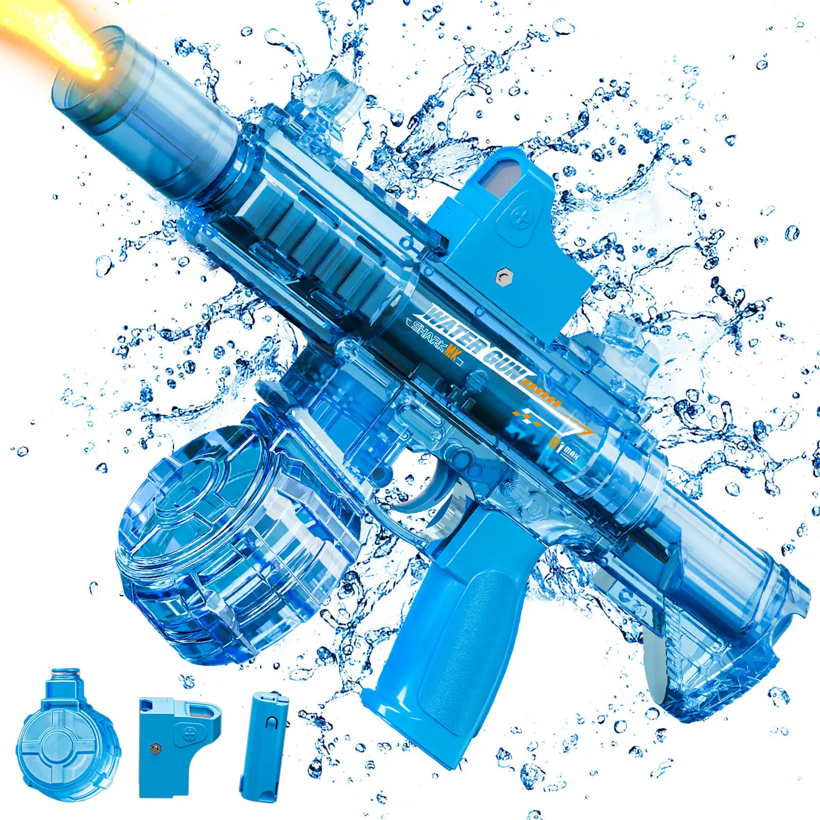 Ultimate Electric Water Gun Automatic Water Blaster with LED Glowing Nozzle 320CC Large Capacity Rechargeable High Pressure Water Gun 32FT Long Range Summer Pool Beach Outdoor Water Toy for Kids Adults
