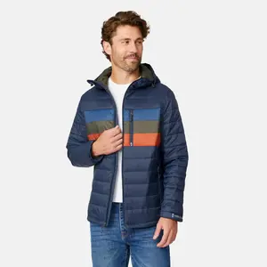 Men's Tri-Color Hooded Puffer Jacket Coats Spandex