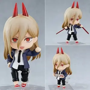 10cm Chainsaw Man Power Q Version Nendoroid Action Figure Interchangeable Face Anime Figure PVC Model Toy With Stand Decor Gift