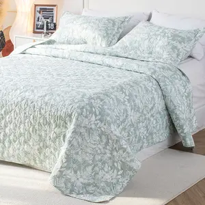 Kasentex Floral Quilt Set - Reversible, Lightweight Bedspread Coverlet, Thin All-Season Bedding for Spring, Summer, Bedroom Decor Ideas