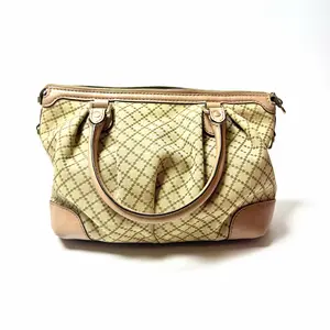 Pre-owned GUCCI Diamante Pattern Sukey Ruched Hand & Crossbody Bag, Canvas & Calfskin, Base Length 30cm, No Accessories, Style Code: N22933425