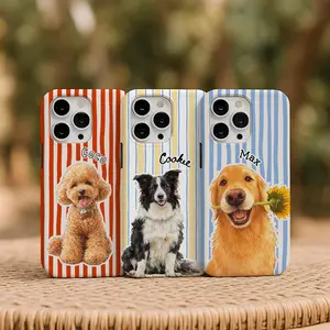 Custom Pet Photo Phone Case, Personalized Watercolor  Dog Portrait Iphone 17 Cover, Cat Face Phone Case, Gift For Dog Mom, Pet Memorial Case