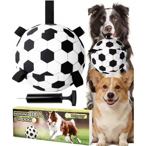 Herding Ball for Dogs 9.5" - Starter Dog Herding Ball with Straps for Puppies & Small Medium Pet, Puppy Birthday Gifts, Dog Water Toy, Pet Toys Puppy Ball