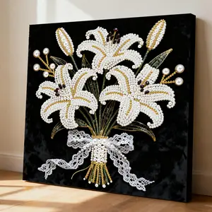 DIY Pearl Painting Art Kits for Adults Beginners Home Wall Decor Pearl Gem Paintings Picture Arts Craft 25x25cm With Frame