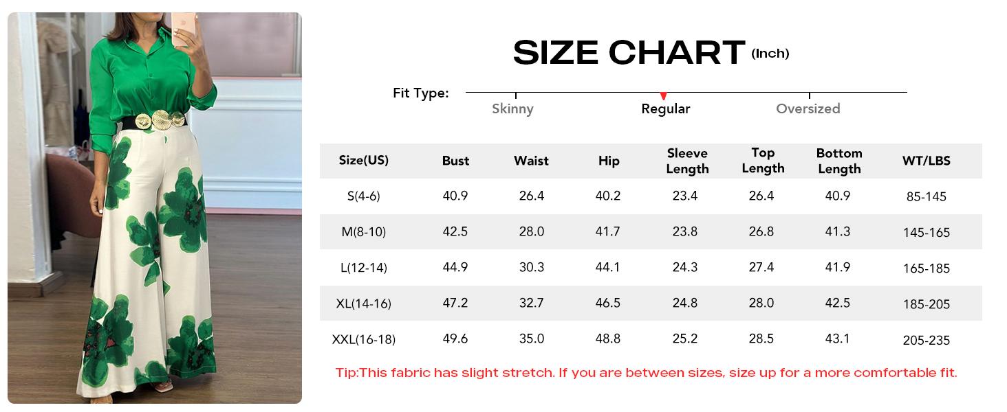ChicMe 2 Pieces Outfit Long Sleeve Satin Blouse and Casual Wedding Guest Floral Print High Waist Wide Leg Pants Wedding Set/High-Waisted Lounge Outfit/ Satin Blouse and Pants Set（Without Belt Flowy