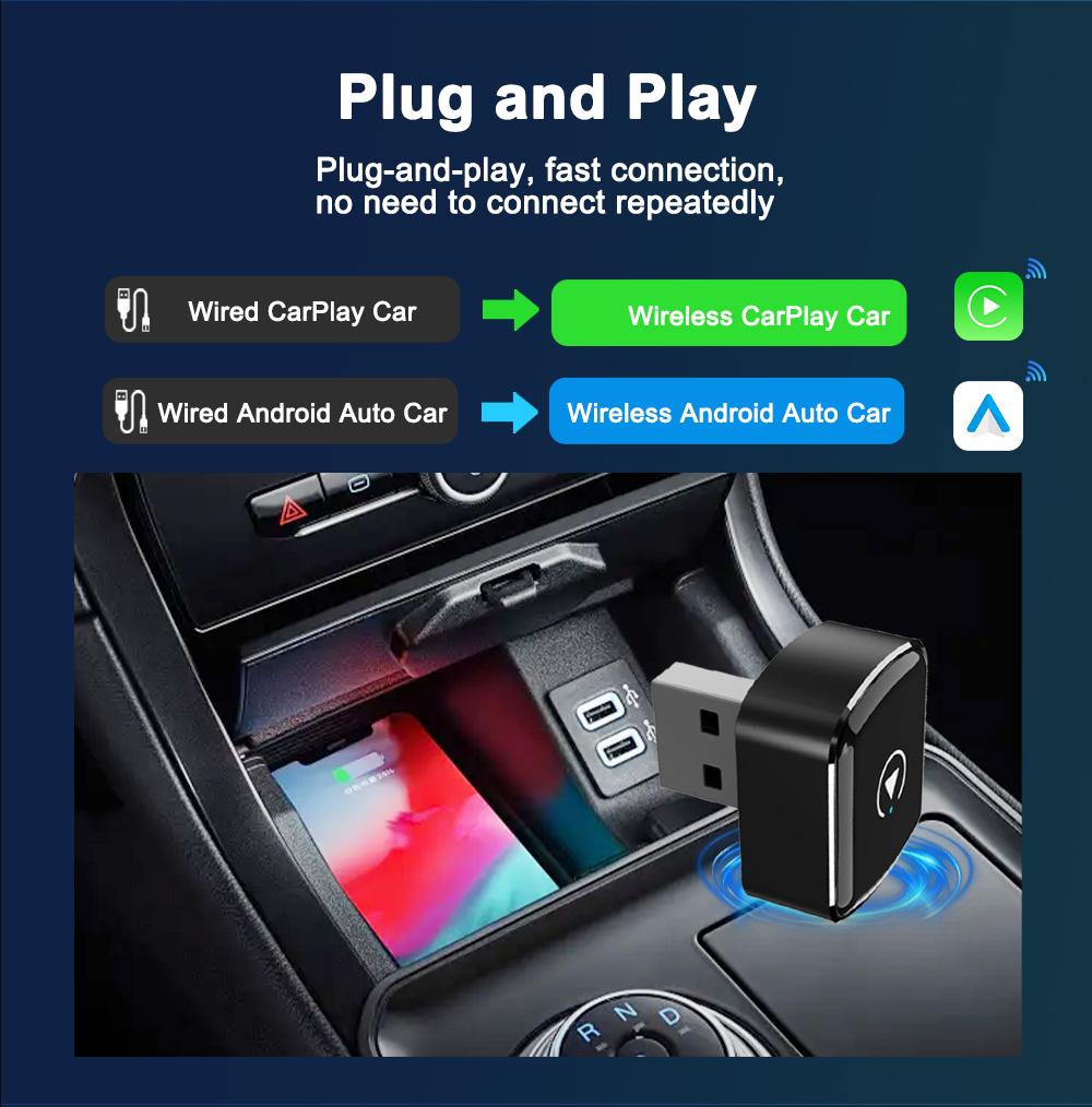 Wireless CarPlay Adapter 2026 Upgrade Mini Design CarPlay dongle/adapter Dual Band 5.8G/2.4G Wifi Bluetooth 5.4, Convert Wired CarPGift lay to Wireless, Support Android Auto Plug and Play gift