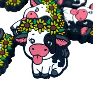 Winnie The Moo Silicone Focal Beads - Cow Crafting & Beading for Beaded Pens Keychains DIY Supplies