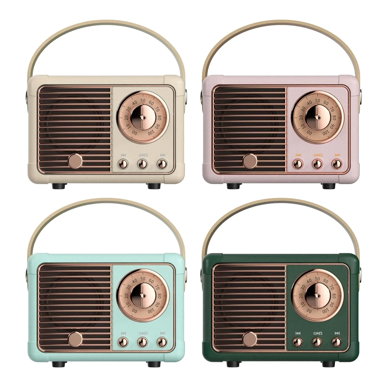 Compact Retro Bluetooth Speaker with Radio, Audio Playback, Cable Connectivity