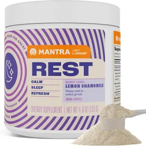 Zahler Mantra Rest Calming Sleep Aid Supplement Lemon Chamomile Flavor 30 Servings Natural Melatonin & Magnesium Formula Made in USA
