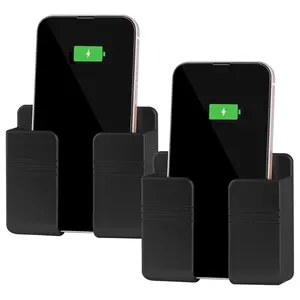 2 Pack Wall Mount Phone Holder, Self Adhesive Phone Stand for Charging iPhone Android Smartphone Cellphone