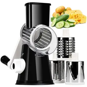 3 in 1 Multifunctional Rotary Cheese Grater, Manual Vegetable Slicer for Carrot Cucumber Potato, Valentine's Day Gift