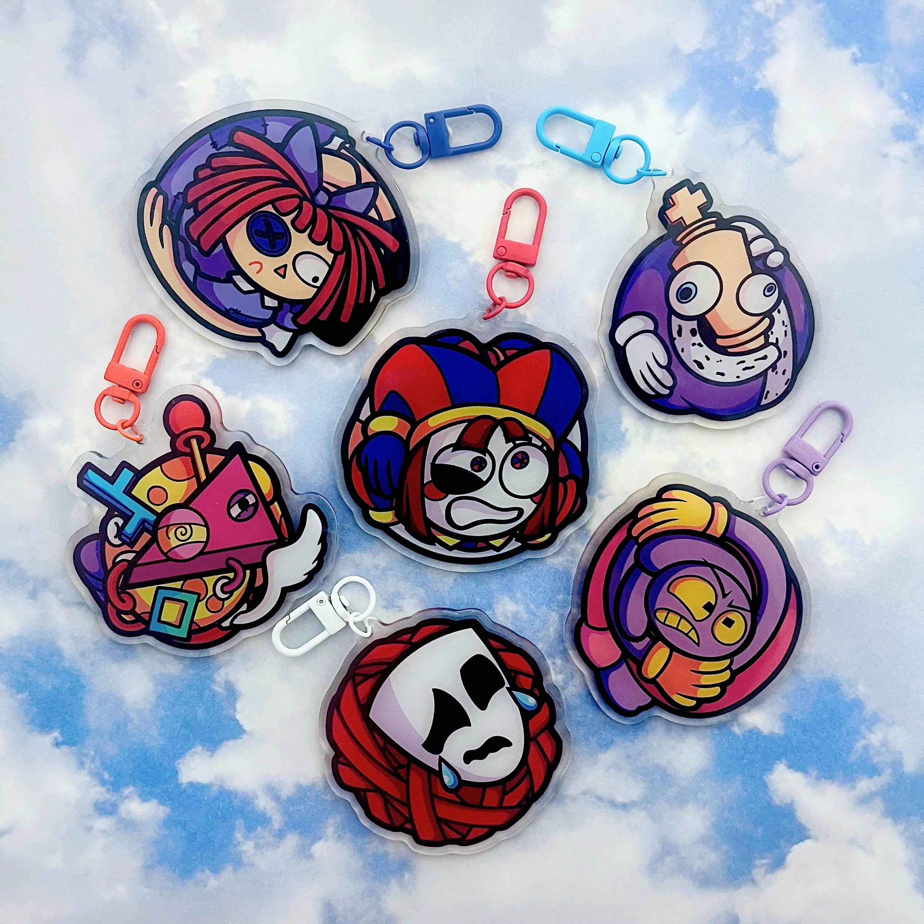 TADC Ball Keychains - The Amazing Digital Circus Keychains, Unique Keychains for Personal Style, Cute Keychains for Bags and Keys, Durable, Lightweight and Perfect for Personal Style, Collecting and Gifting