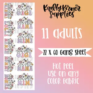 Mother's Day DTF Transfer Gang Sheet, 22 x 60