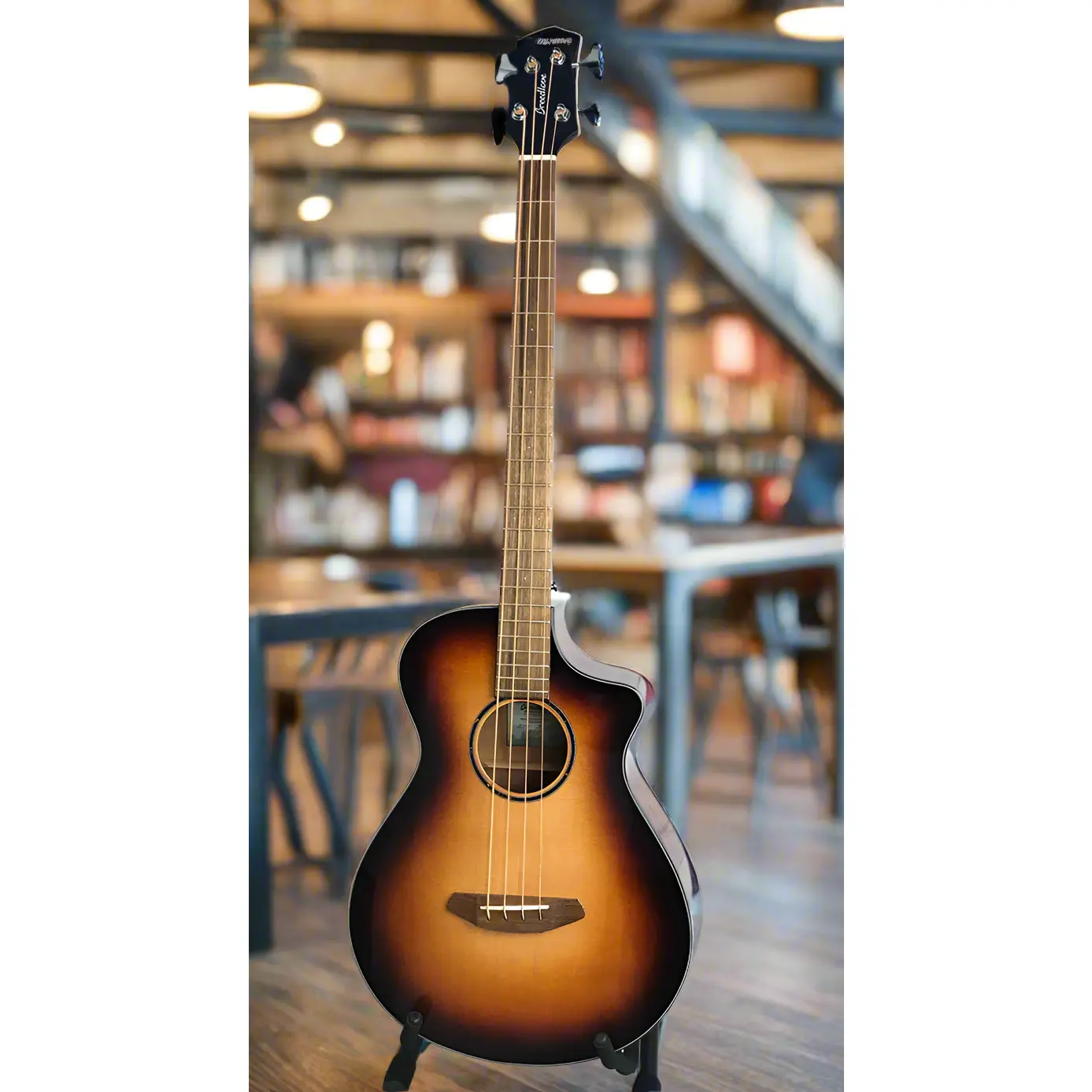Breedlove ECO Discovery S Concert Edgeburst CE Acoustic-Electric Bass Guitar, Sitka-African Mahogany