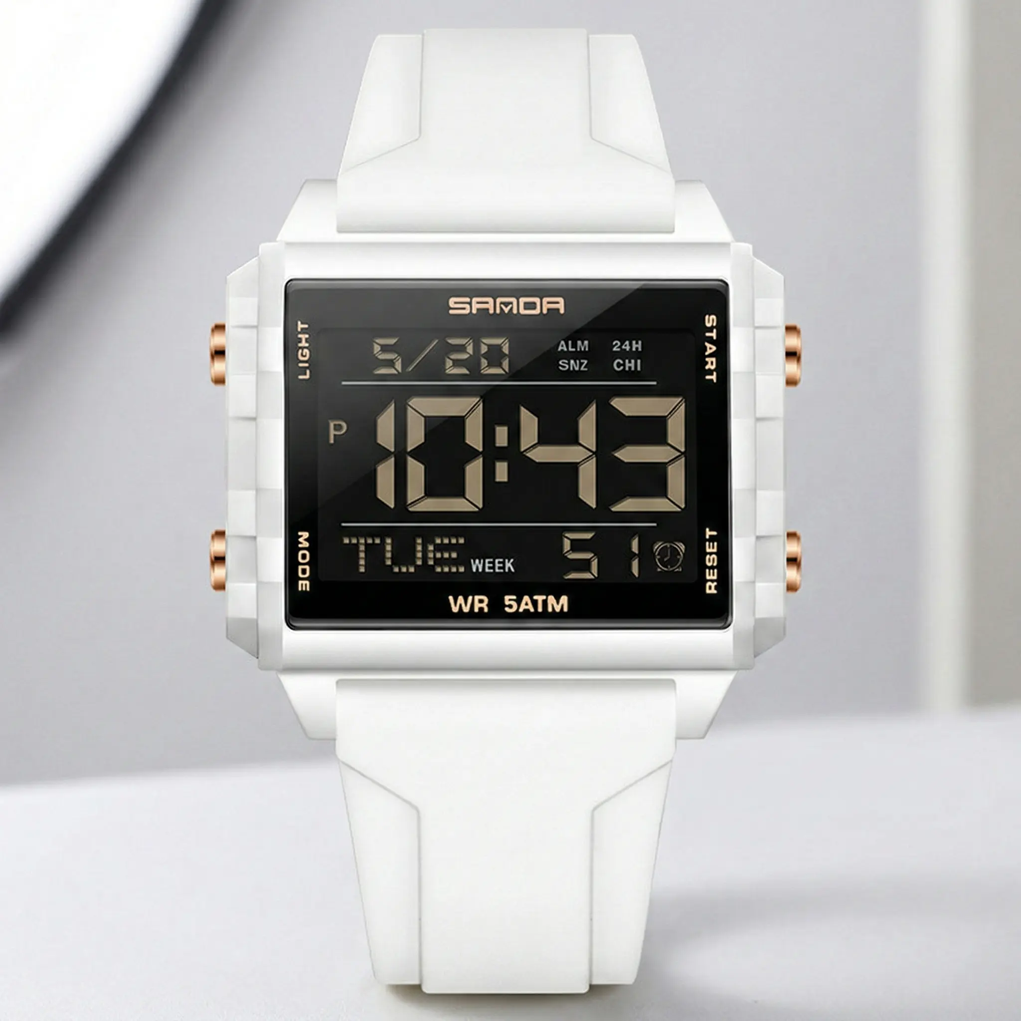 Digital Sports Watch for Men Women, 5ATM Waterproof Military Tactical Watch with Large Square Face, LED Backlight, Alarm, Stopwatch, 12/24H Format, Calendar Week Date, Soft Silicone Band, Fashion Casual Outdoor Wristwatch for Running Fitness Swimming Summ