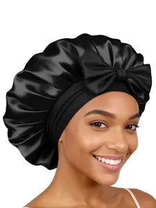 Jumbo Satin Bonnet for Women Silk Hair Bonnets with Adjustable Tie Band Sleep Cap that Stays On Overnight for Curly Hair Braids