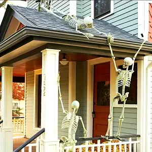 Realistic Plastic Skeleton for Halloween, Spooky Skull Decoration for Outdoor, Garden & Party Decor, Macabre Home & Event Accessory