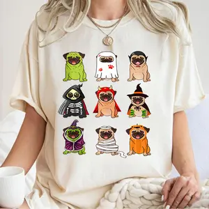 Pug Collection Happy Pug-o-ween Sweatshirt, Halloween Spooky Costume, Halloween Dog Shirt, Pug Dog Fall, Spooky Season, Dog Halloween Shirt, Cute Dog Halloween Sweatshirt, Ghost Dog Halloween Sweater, Dog Pumpkin Halloween Sweatshirt Hoodie Tops