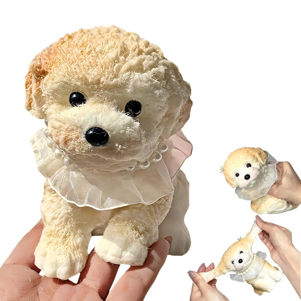 Big Taba Squishy Dog, Handmade Squishy Dog Stress Relief Toy for Adult/Kids, Cute & Soft Teddy Dog Design, Perfect Squeeze Toys Gift for Relaxation and Fun(Cream Color)