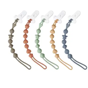 5 Pack Silicone Pacifier Clips, Pacifier Holder with One Piece Design for Baby Boys & Girls, Teething Toys Teethers