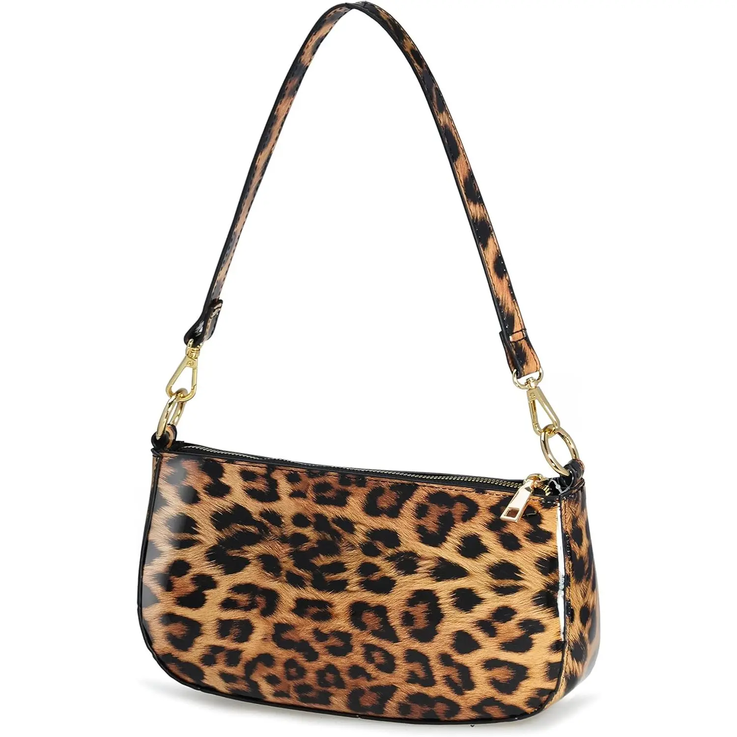 Leopard 90s Women  Bag Glossy  Vegan Leather Crossbody Bag Clutch Purse