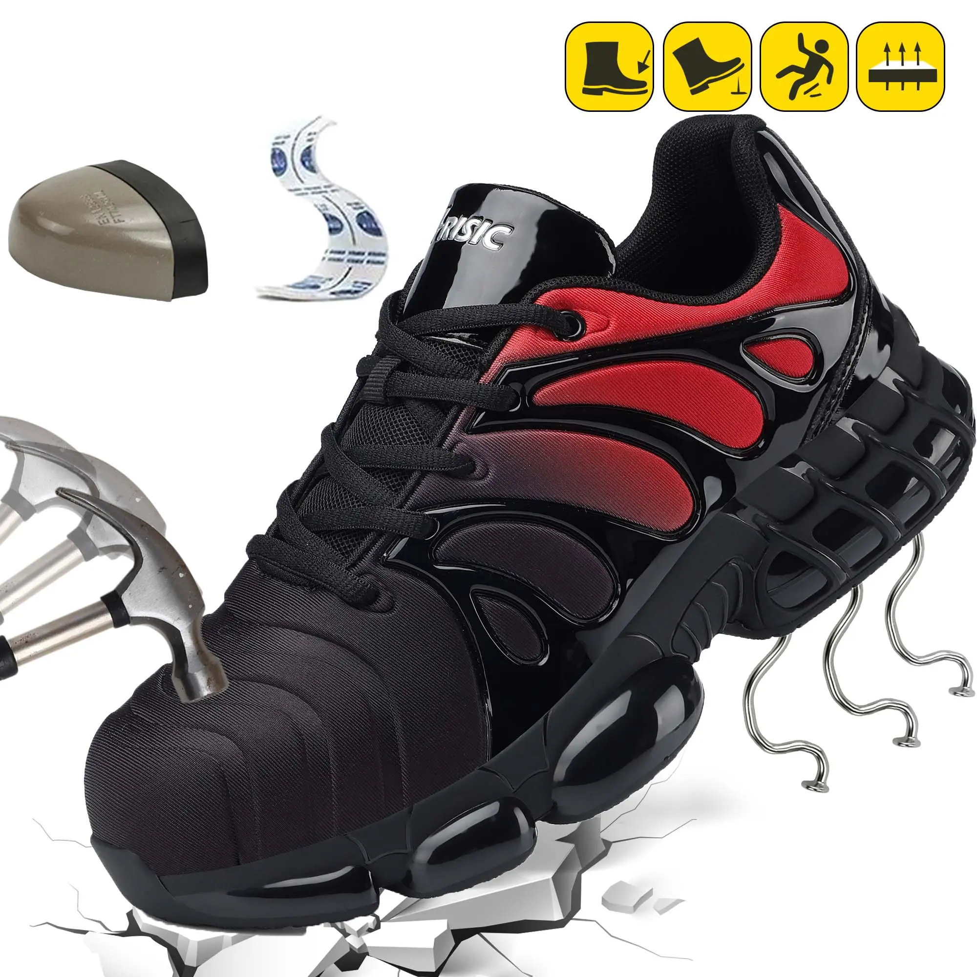 Colorful Steel Toe Work Sneakers for Men and Women, Lightweight Comfortable Safety Footwear for Injury Prevention, Work & Safety Footwear, Walking Shoes, Active, Closed, Working Shoes, Steel Toe Trainers