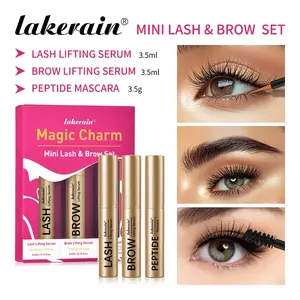 Lengthening Eyelash & Brow Kit, Mini Liquid Enhancer Set with Nourishing Lash Lifting Serum + Enhanced Brow Lifting Serum+ Long-Lasting Peptide Mascara, Natural Extension, Travel & On-The-Go Use