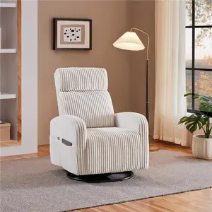 【On Sale】Yaheetech Corduroy Swivel Nursing Glider Chair with Side Pockets, High-Density Foam, 300 lb Capacity, Easy Assembly, 27" W x 35" D x 39.5" H