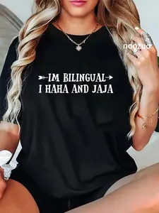 100% Cotton Im Bilingual I Haha And Jaj Funny Spanish Spanglish Speak T-Shirt