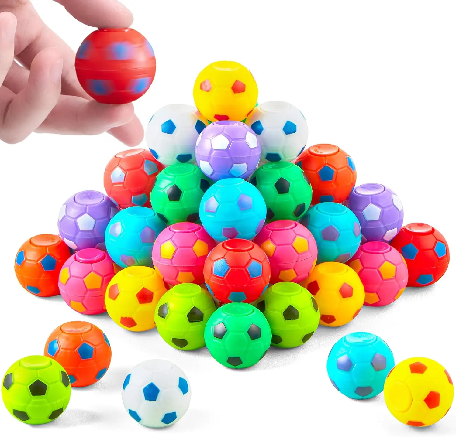 36-Pack Soccer Fidget Spinners, Stress Reliever Fidget Toys for 8-10 Yrs, Bulk Classroom Use Goodie Bag Stuffers & Party Fillers