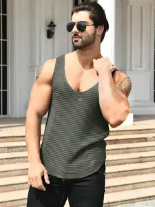 Men's Knitted Sleeveless Sweater Vest, Casual Fashion, Fitted Comfortable Fit, Perfect for Daily Wear, Stylish Men's Clothing