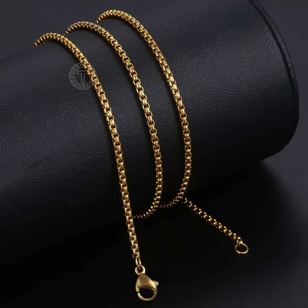 2mm Thin Box Chain Choker for Men Women Round Box Link Stainless Steel Necklace Fashion Jewelry 16-30inch