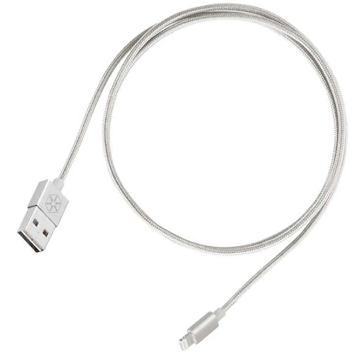 212 MAIN Aesthetic Reversible USB-A to Lightning Cable - Silver Aluminium, USB 2.0 High-Speed Charging Cable for Mobile Phones, Chargers