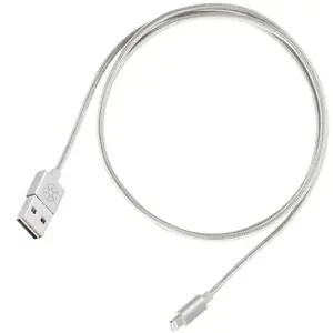 212 MAIN Aesthetic Reversible USB-A to Lightning Cable - Silver Aluminium, USB 2.0 High-Speed Charging Cable for Mobile Phones, Computers, Chargers