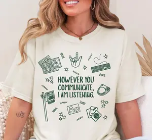 Everyone Communication Speechie AAC Bcba Aba Shirts Comfort Color Sped Teacher Inclusion AAC Communications Shirt Speech Pathology Graduate