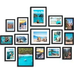 Picture Frames Set, 15 Pack Black Picture Frames Collage Wall Decor for Assorted Photos, Three 8x10, Six 5x7, Six 4x6 for Wall Hanging or Tabletop Display