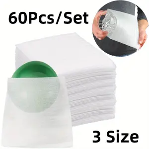 60 pcs Cushion Foam Pouches 3 Sizes Thick Cushion Wrap Pouches Moving Foam Wrap Pouches for Packing, Moving, Shipping, Packaging