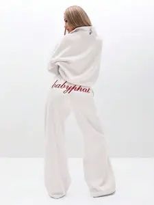 BABYPHAT Script Printed Baggy Sweatpants Lounge Wear Fleece Joggers With Drawstring Waist Relaxed Fit Casual Pants For Everyday Comfort