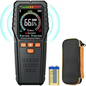 Pinless Wood Moisture Meter - Non-Destructive Moisture Detector for Wood, Wallboard, and Masonry - Mold Moisture Tester Detects up to 3/4 Inch Below Surface - Visual/Audible Alarm - Includes Storage Case