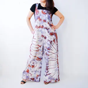Tie Dye Jumpsuit, Wide Leg Boho Jumpsuit, Cotton Baggy Dungarees, Handmade Hippie Jumpsuit, Tie Dye Overall, Festival Boho Outfit, Plus Size