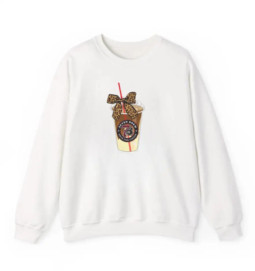 Leopard Bow 7 Brew Drink T-Shirt - Sweatshirt, Cute Summer Top, Trendy Unisex Tee, Casual Gift, Coffee Lover Shirt, Full Colors And Full Sizes