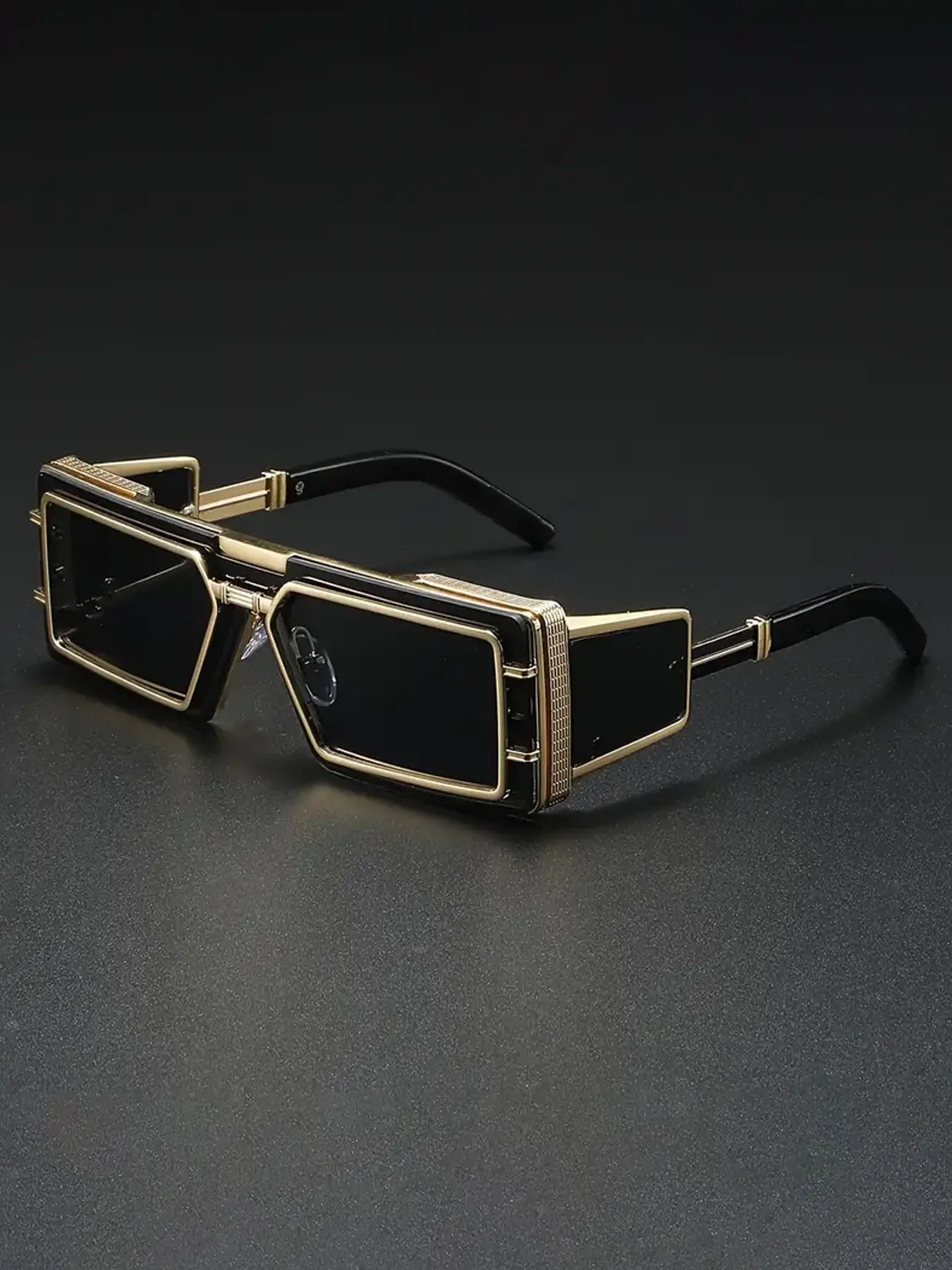 Men's High-End Cyberpunk Style Metal Frame Sunglasses, Unisex Casual Classic Design, Suitable for Outdoor Activities, Driving, Fishing, Hiking, Trendy Square Sunglasses, Stylish Glasses
