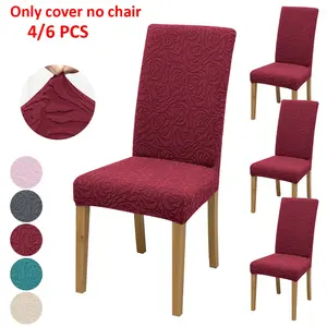 4pcs/6pcs Embroidered Dining Chair Covers, Rose Pattern, Elastic Easy-To-Clean, Stretch Chair Slipcover, Home Living Room Restaurant Hotel Decor, Chair Protector