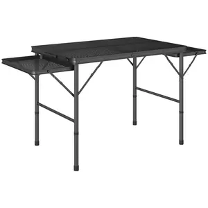 4.5ft Folding Camping Table – 2 Wing Panels + Height Adjustable (22.4"-26.3"). Metal Grid (Waterproof + Rust-Resistant). Folds Compact + Carry Handle. 66 lbs Cap