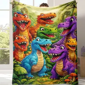 variety of Soft Funny Throw Blanket Cute Smiling Dinosaurs Flannel Blanket,Animal Theme All-Season Cozy Knitted Thermo-Regulating Cover,Lightweight Fabric,Perfect For Napping,Christmas Presentdino,Suitable for giving as a gi