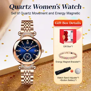 Luxury Rose Gold Women's Watch, Blue Dial with Diamond Accents, Roman Numerals, Elegant Quartz Timepiece that Embraces Feminine Grace, Ideal for Daily Wear & Gifting