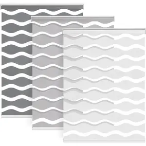 LazBlinds No Drill Cordless Zebra Blinds 35"W x 48"H White Dual Layer Light Control Roller Shades for Indoor Windows Light Filtering Sheer Shades