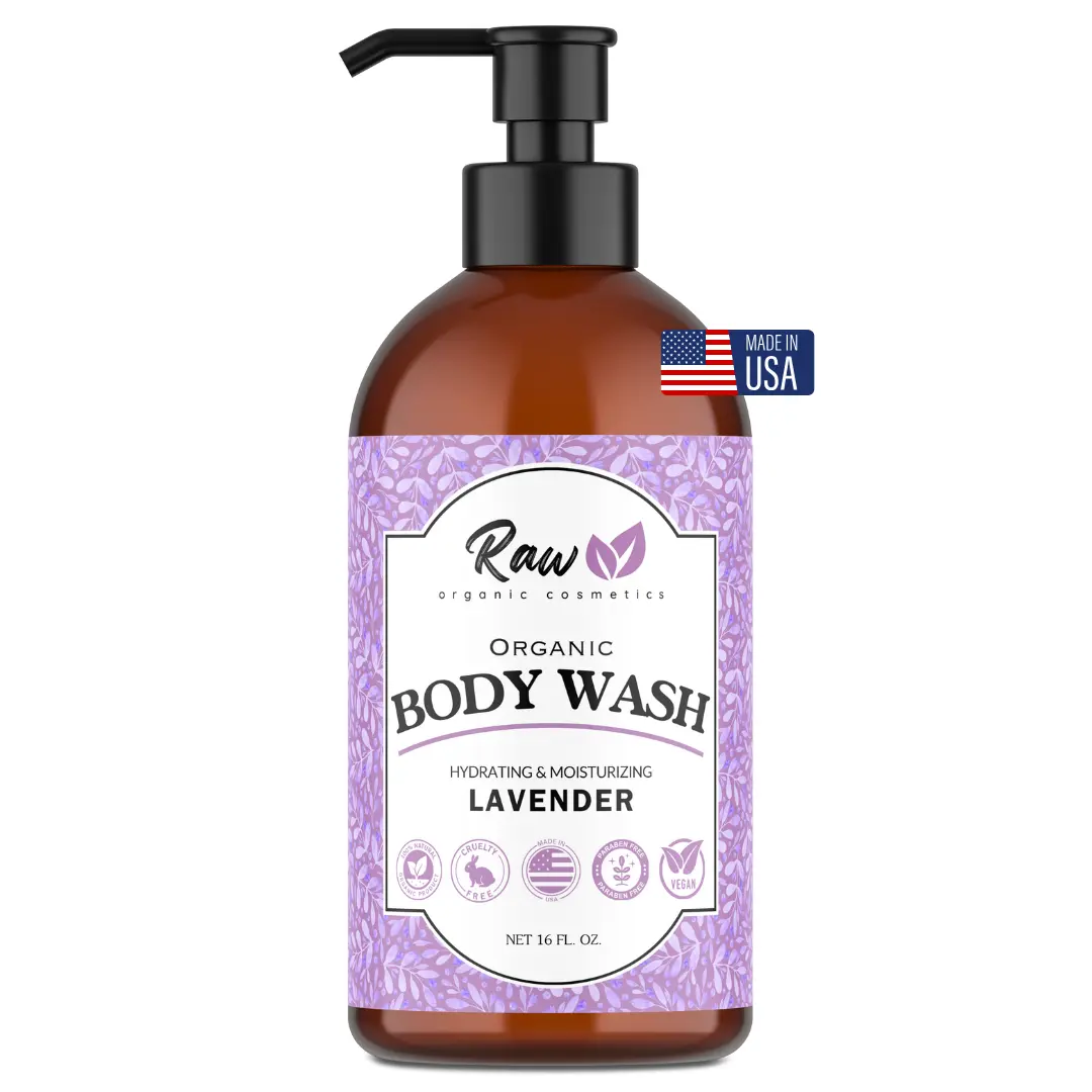 USDA Organic Lavender Body Wash for Sensitive Skin Relief - Sulfate-Free Hydrating Shower Gel with Shea Butter & Essential Oils - Cruelty-Free, Made in USA - 16 oz